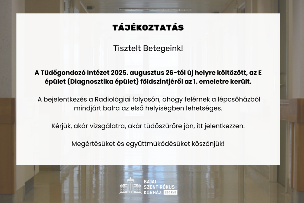 Lakossági tájékoztatás a Tüdőgondozó Intézet költözéséről - illusztráció.