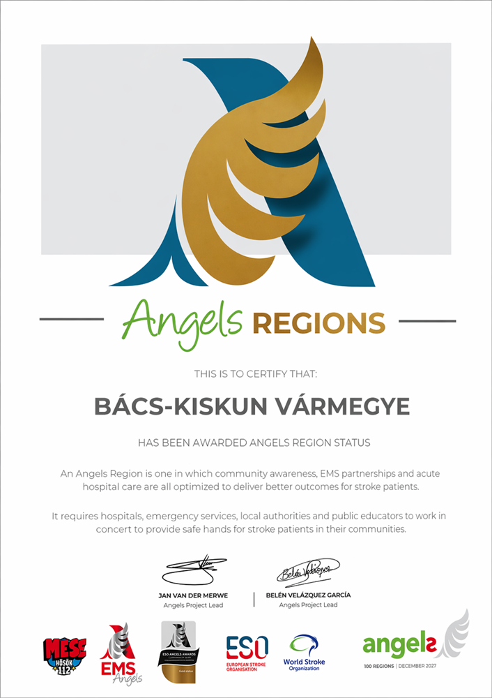 Angyal Régió - Bajai Szent Rókus Kórház oklevél